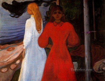 rojo y blanco 1900 Expresionismo de Edvard Munch Pinturas al óleo